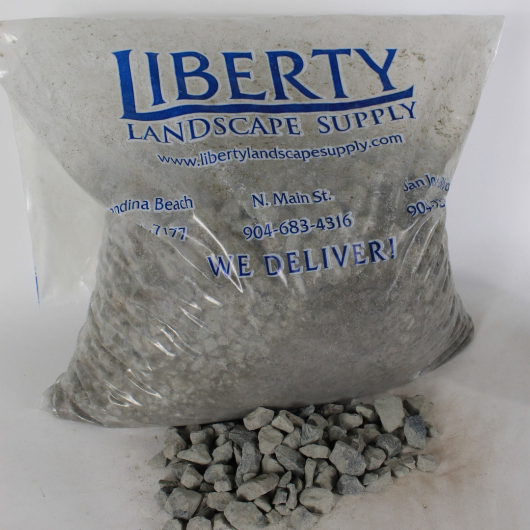 bag of granite from Liberty Landscape Supply