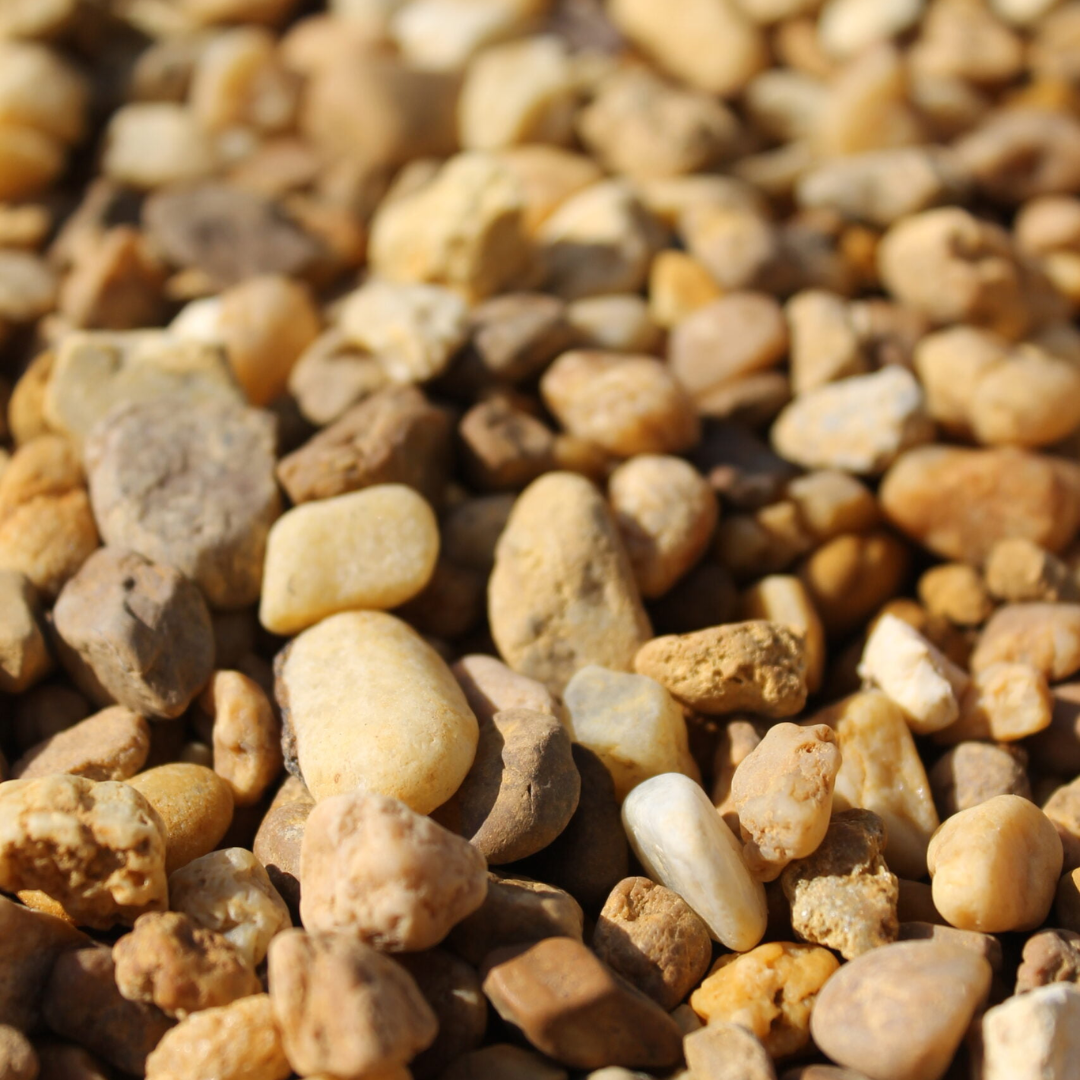close up of brown pea gravel
