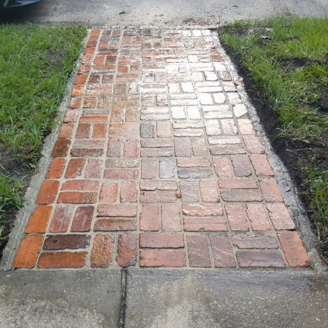 antique brick making up pathway