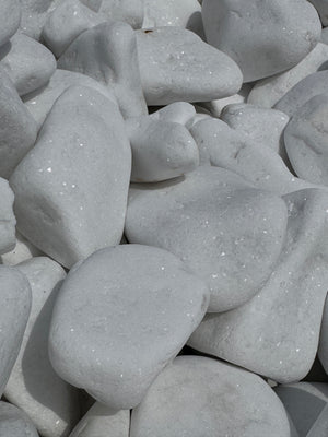 Close-up of white stones with a focus on texture and color.