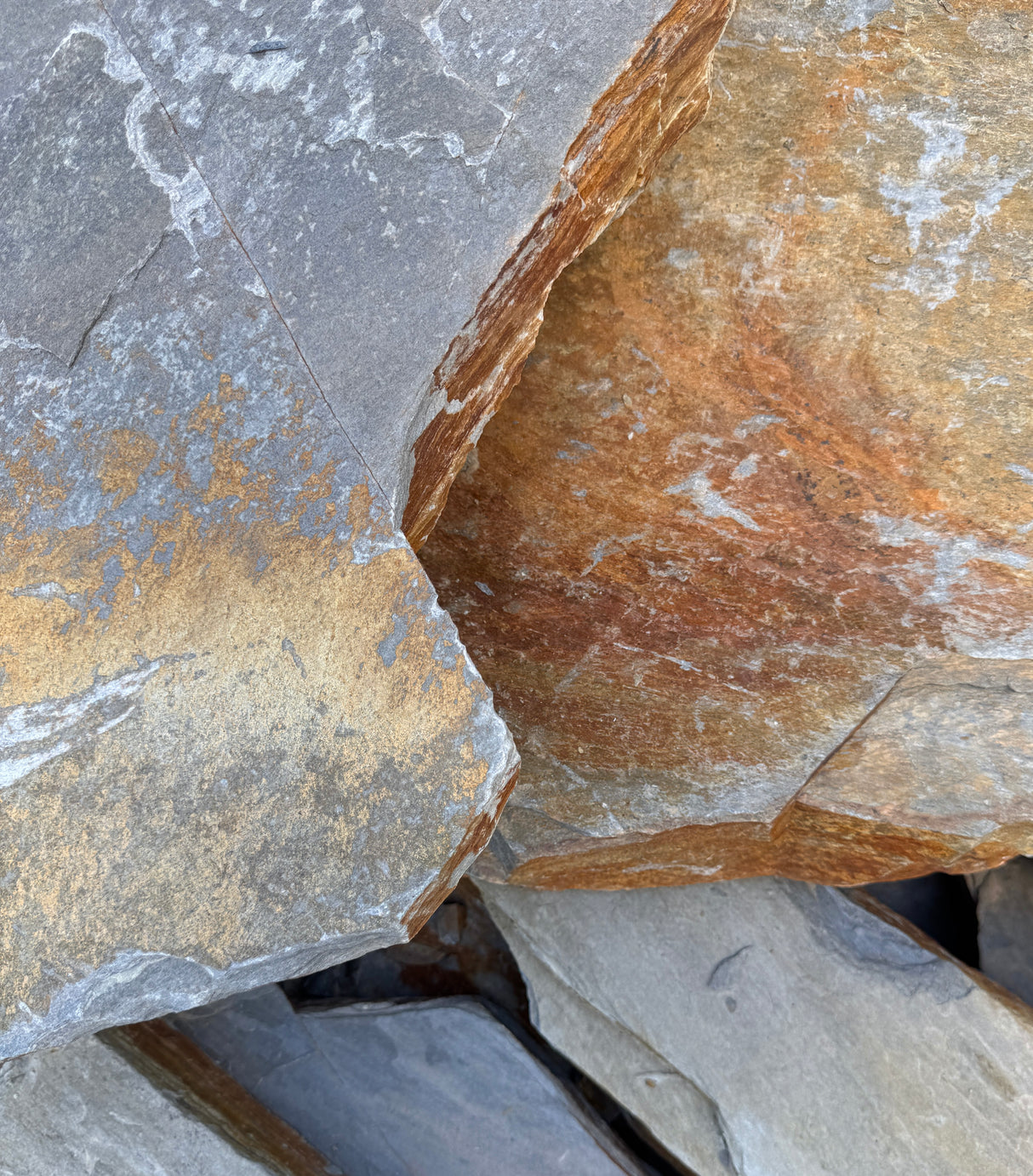 Close-up of textured mountain mist flagstone surface with natural patterns