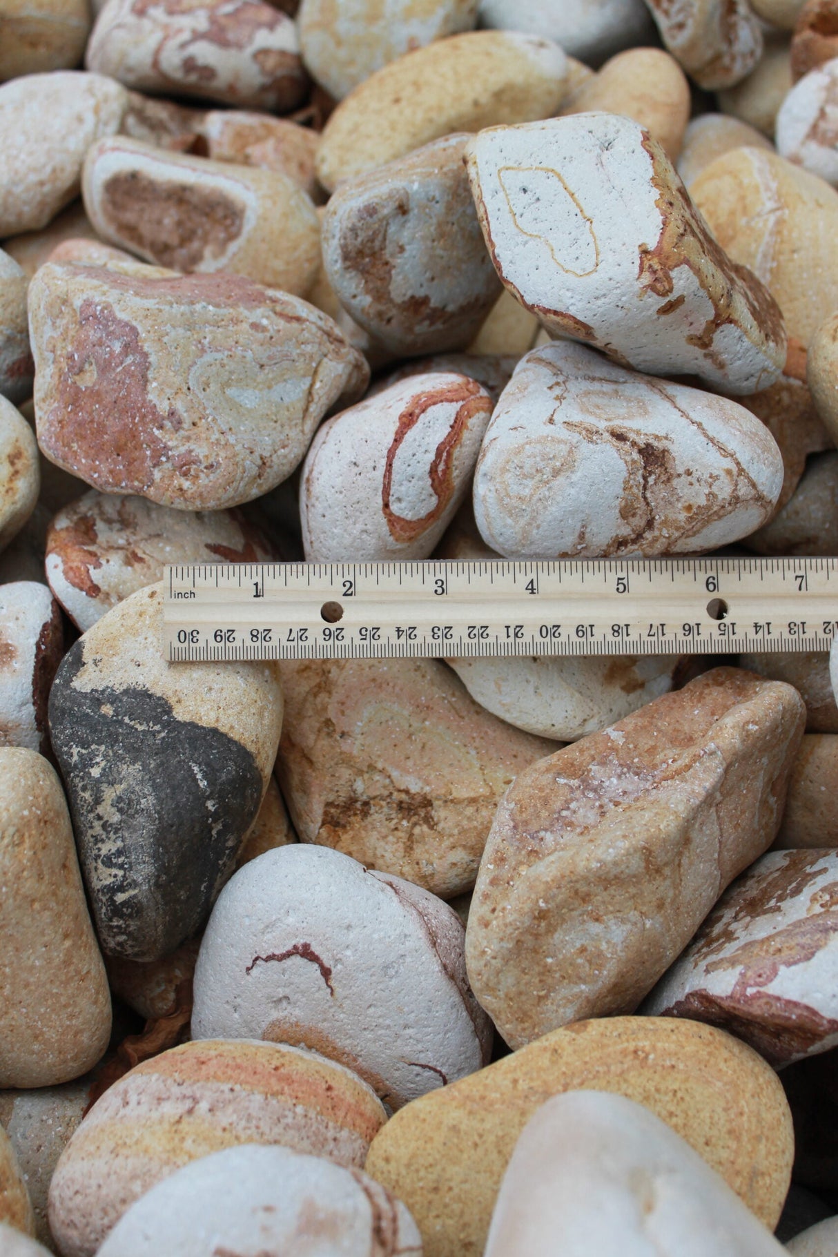 Tumbled Rainbow Stone compared to ruler